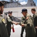 Media conduct interviews aboard Australian HMAS Sydney