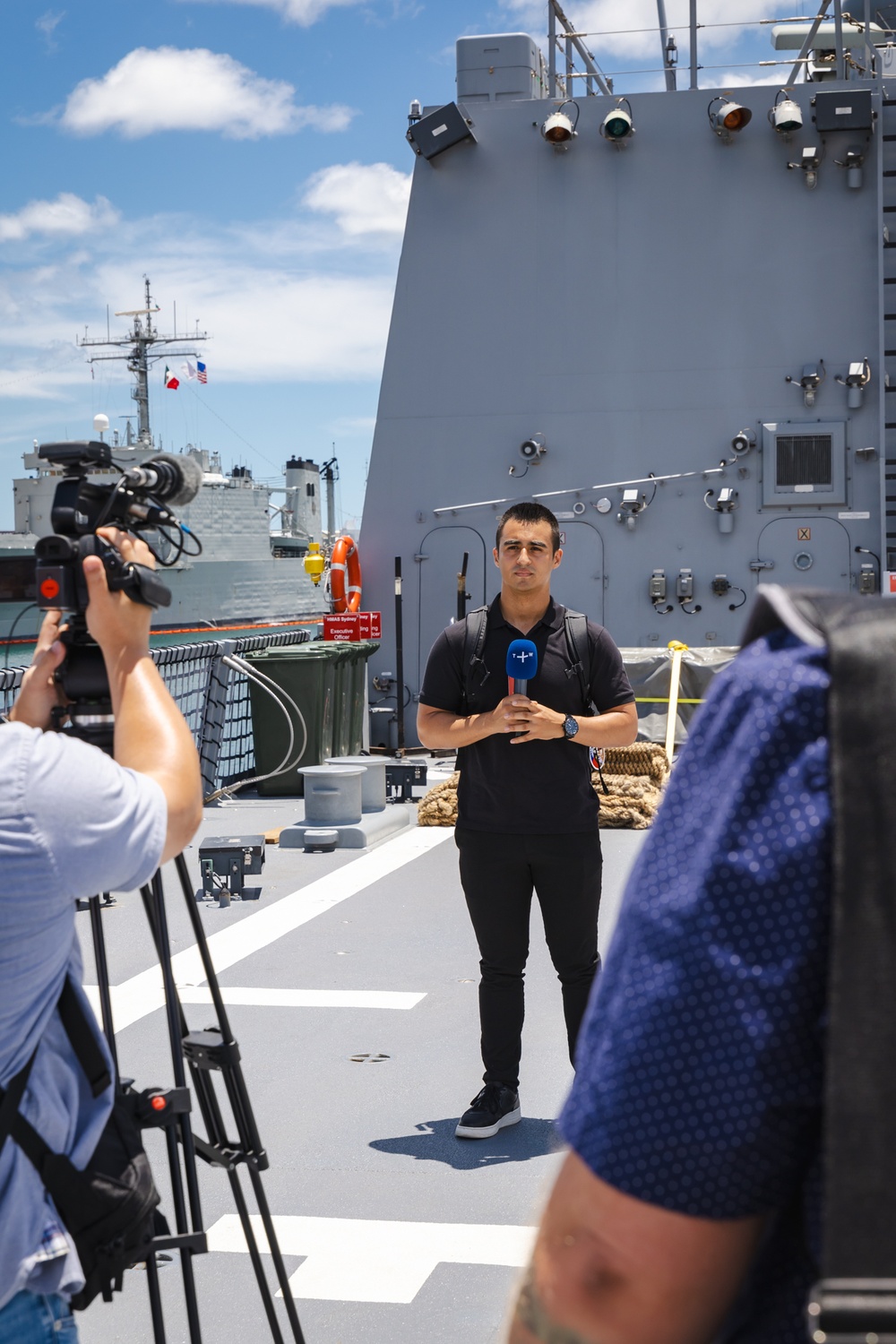 Media conduct interviews aboard HMAS Sydney, RIMPAC 2024