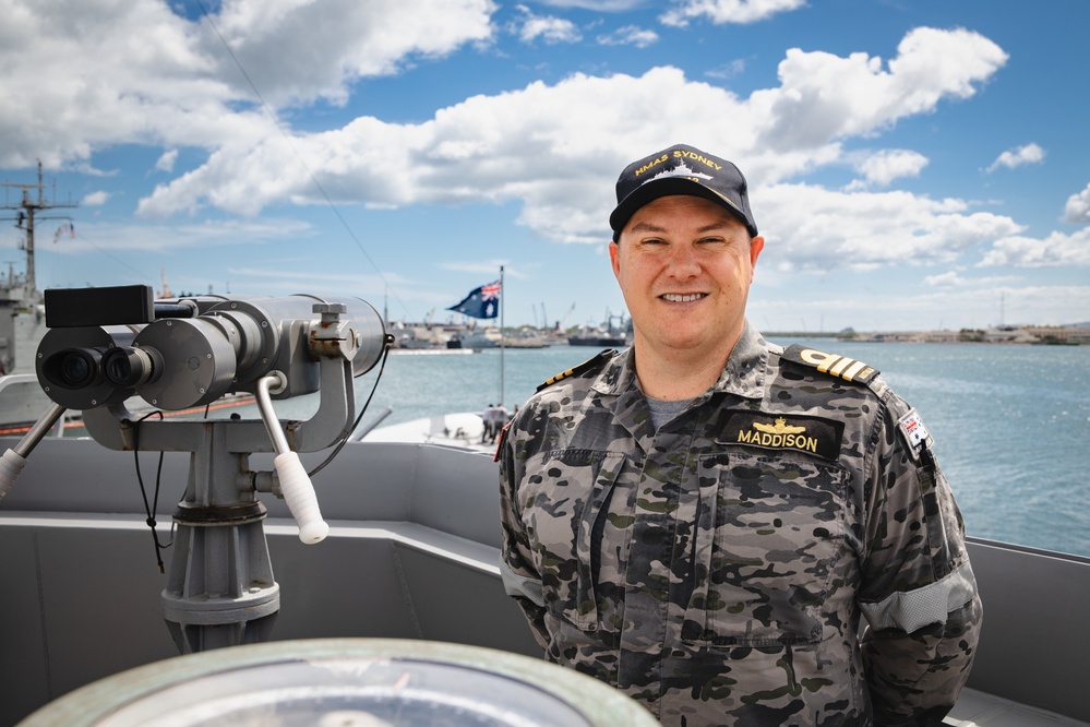 CO of HMAS Sydney, COMD Billy Maddsion conducts media engagement