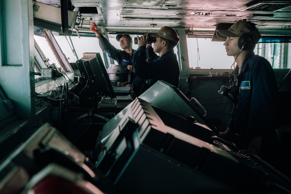 George Washington sailors on the bridge