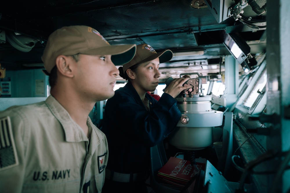 George Washington sailors on the bridge