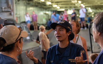 Peruvian Naval Officer welcomes visitors aboard BAP Pisco at RIMPAC 2024