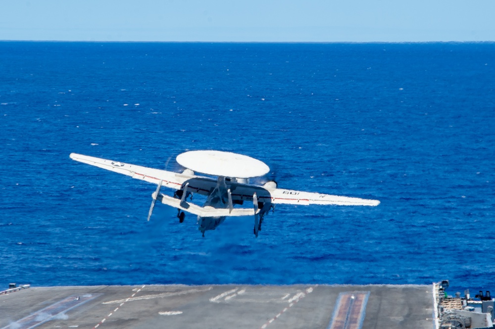 USS Ronald Reagan (CVN76) Sailors conduct flight deck operations