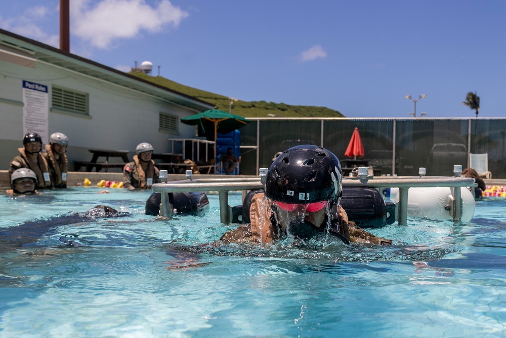 Peruvian Naval Infantry Marines Train in Shallow Water Egress During RIMPAC 2024