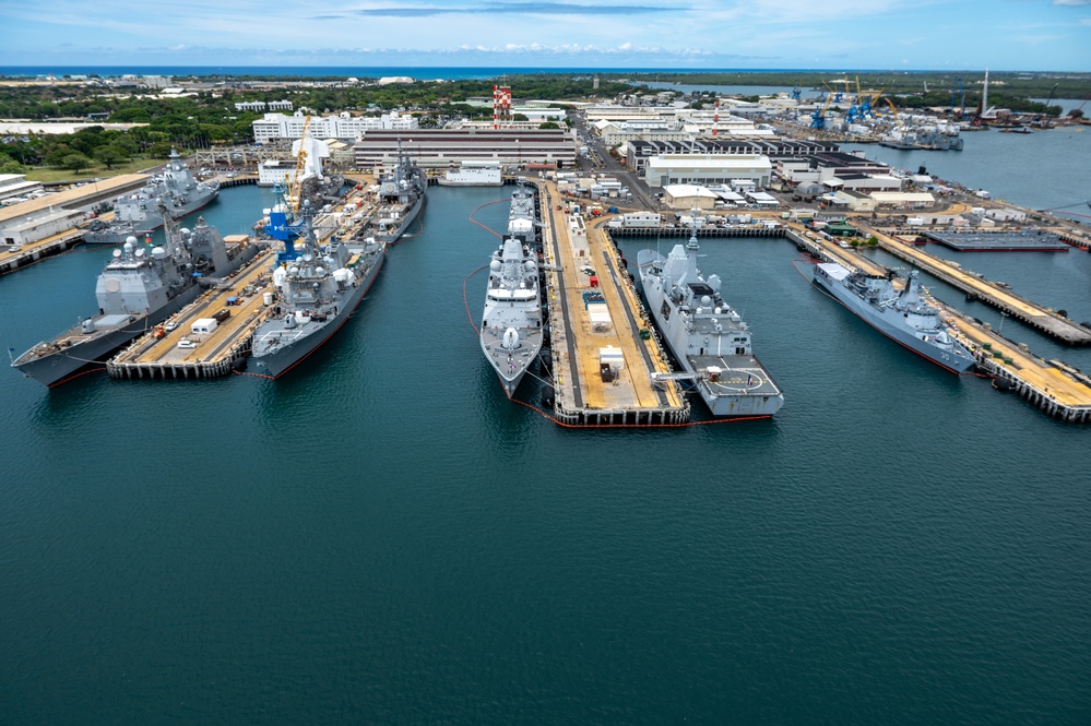 DVIDS Images RIMPAC 2024 Aerial view of ships moored at Pearl