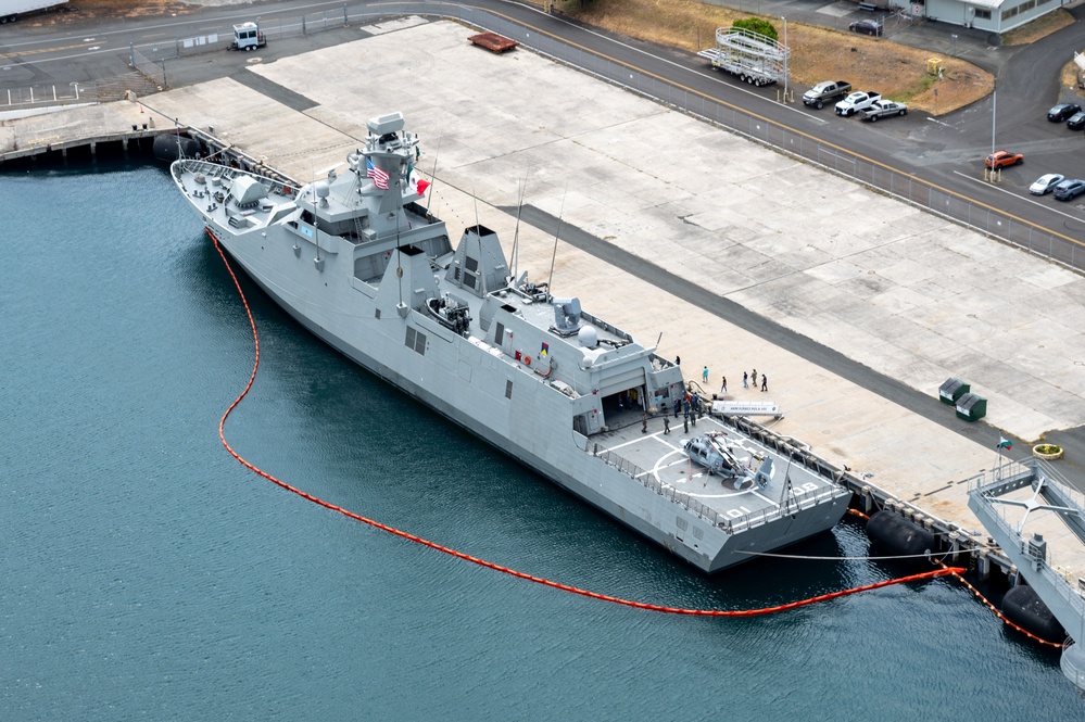 RIMPAC 2024: Aerial view of ARM Benito Juarez moored at Pearl Harbor