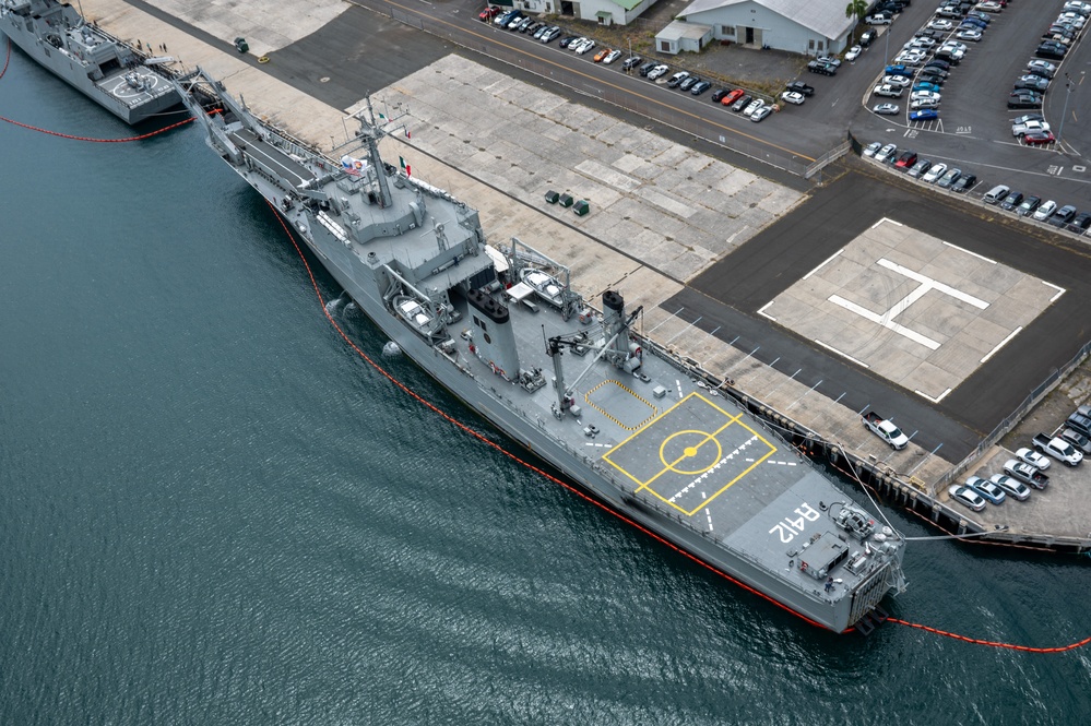 RIMPAC 2024: Aerial view of ARM Usumacinta moored at Pearl Harbor