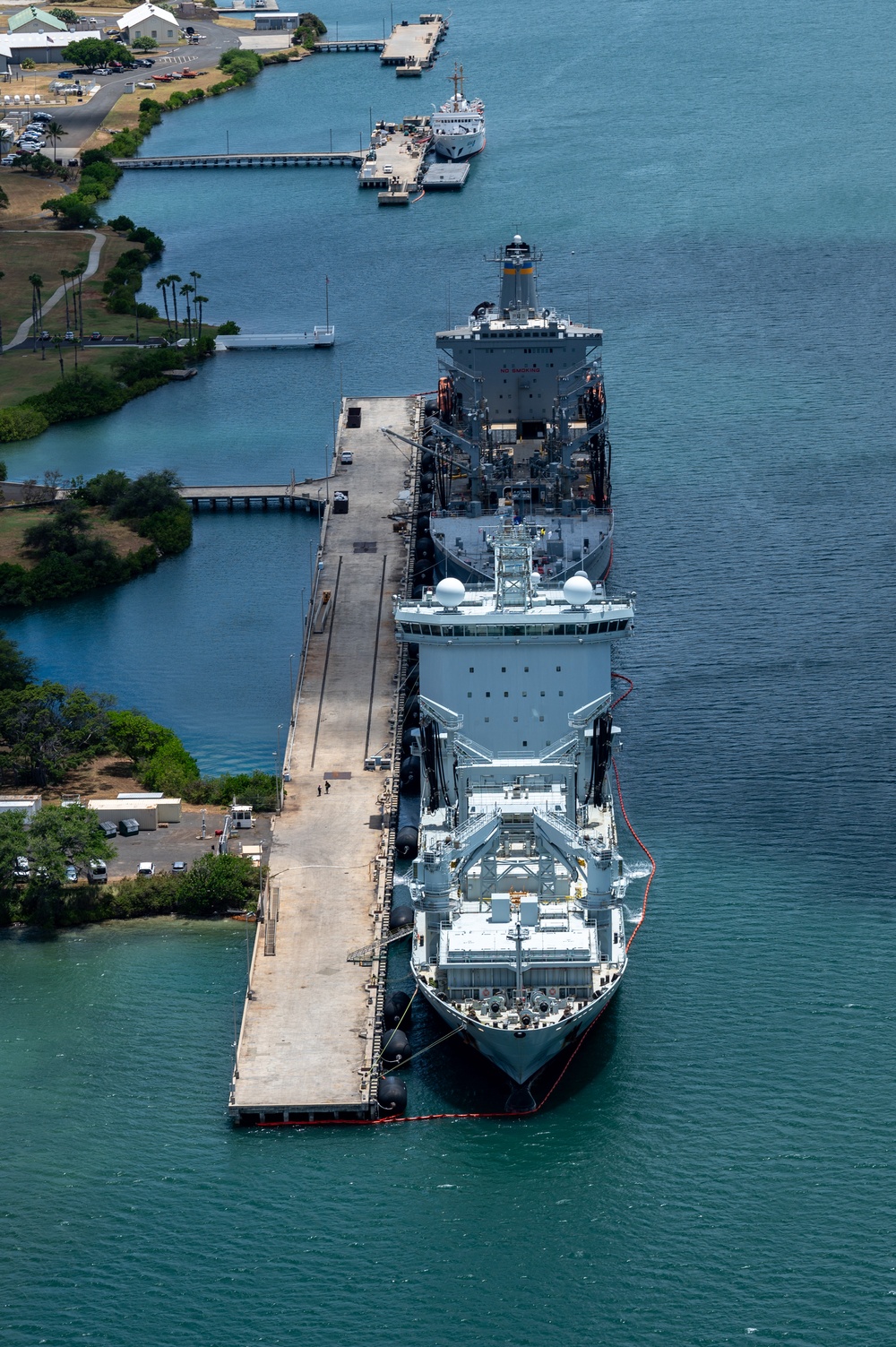 RIMPAC 2024: Aerial view of MV Asterix, USNS Pecos moored at Pearl Harbor