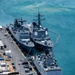 RIMPAC 2024: Aerial view of INS Shivalik, ROKS Chungmugong Yi Sun-sin, ROKS Yulgok Yi I (DDG 992) moored at Pearl Harbor