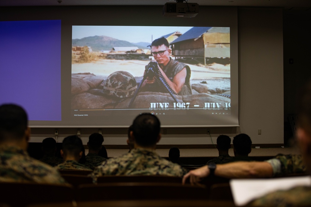 The Real Hero from the Silver Screen: Vietnam War Marine Machine Gunner Phil Downer visits MCAS Iwakuni to talk about Resilience and Self-Improvement.