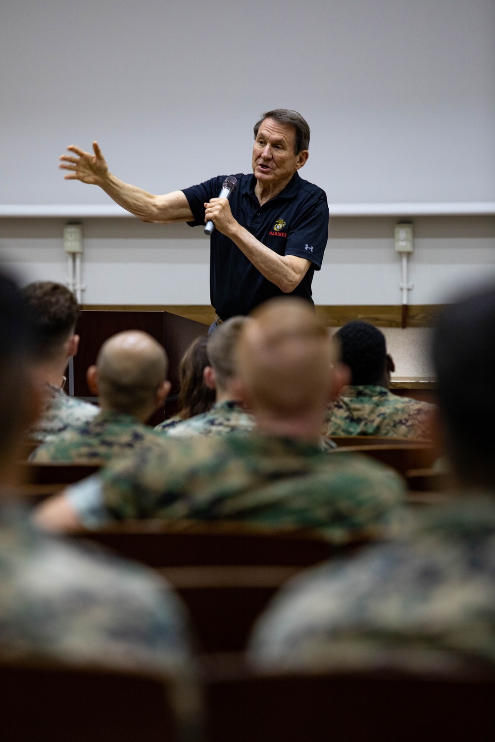 The Real Hero from the Silver Screen: Vietnam War Marine Machine Gunner Phil Downer visits MCAS Iwakuni to talk about Resilience and Self-Improvement.