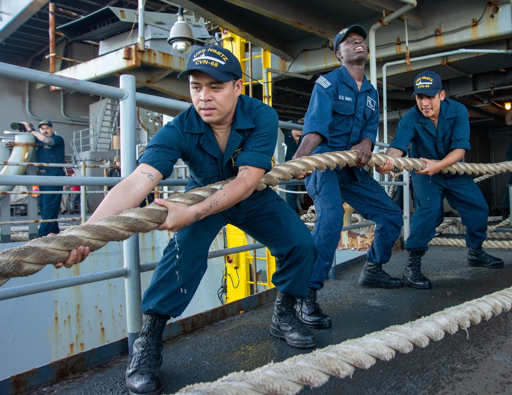 Sailors Heave Line On The Fantail