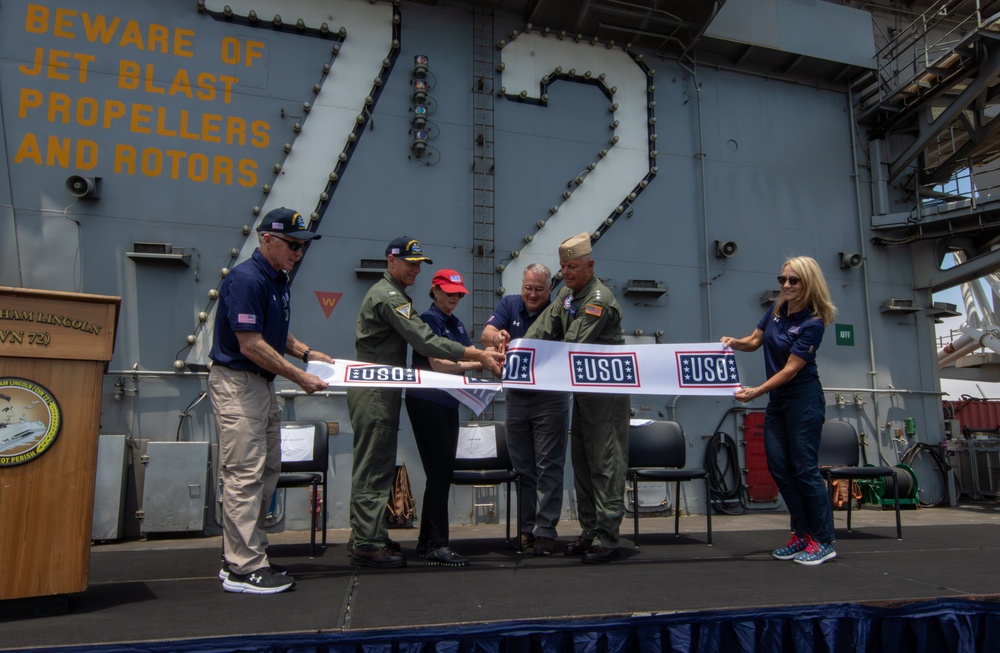 Abraham Lincoln hosts a USO ribbon cutting ceremony