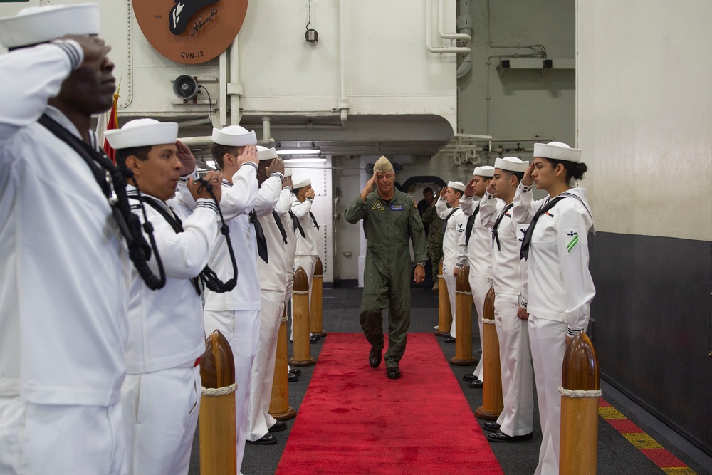 Abraham Lincoln sailors render honors to Vice Adm. Dan Cheever