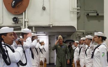Abraham Lincoln sailors render honors to Vice Adm. Dan Cheever