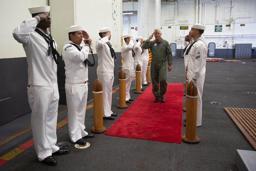 Abraham Lincoln sailors render honors to Vice Adm. Dan Cheever