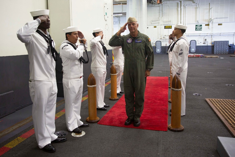 Abraham Lincoln sailors render honors to Vice Adm. Dan Cheever