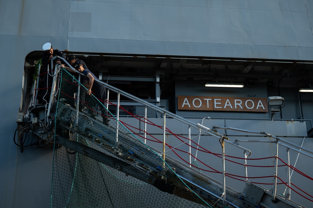 HMNZS Aotearoa (A 11) prepares to go underway RIMPAC 2024