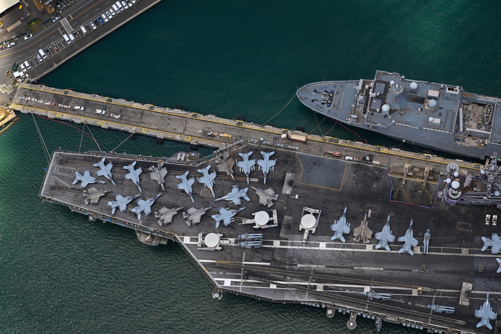 RIMPAC 2024: Aerial view of ships moored at Pearl Harbor