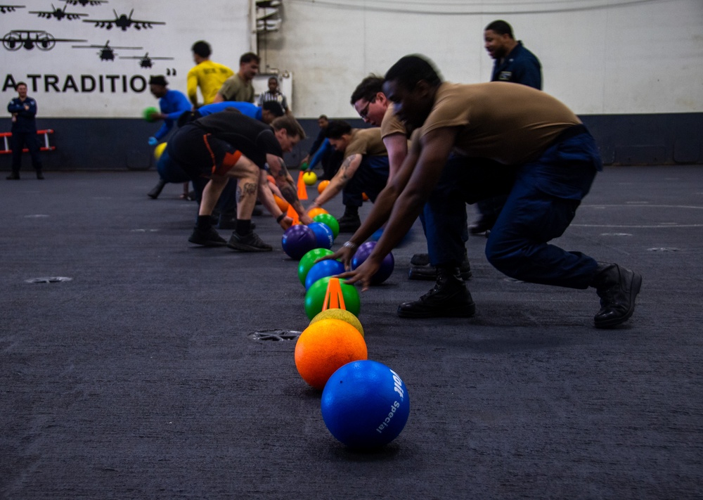 Sailors Participate In A Dodgeball Tournament