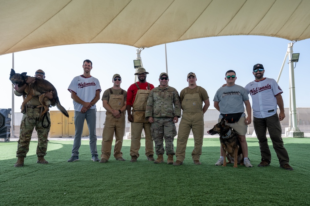 379th ESFS MWD handlers welcome Washington Nationals