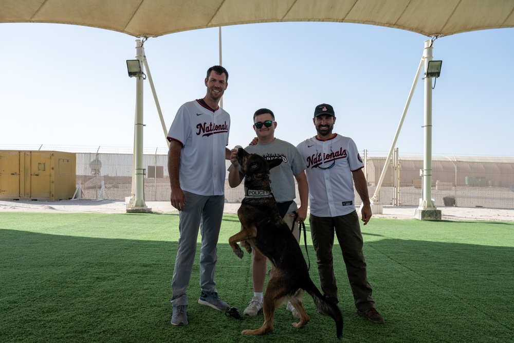 379th ESFS MWD handlers welcome Washington Nationals