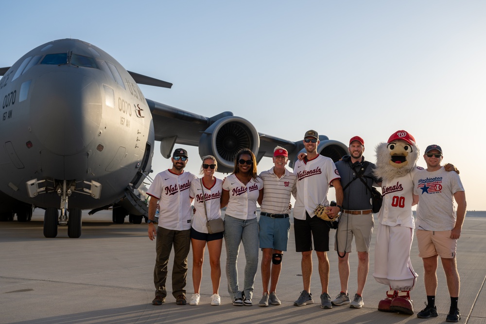 Service members meet with the Washington Nationals