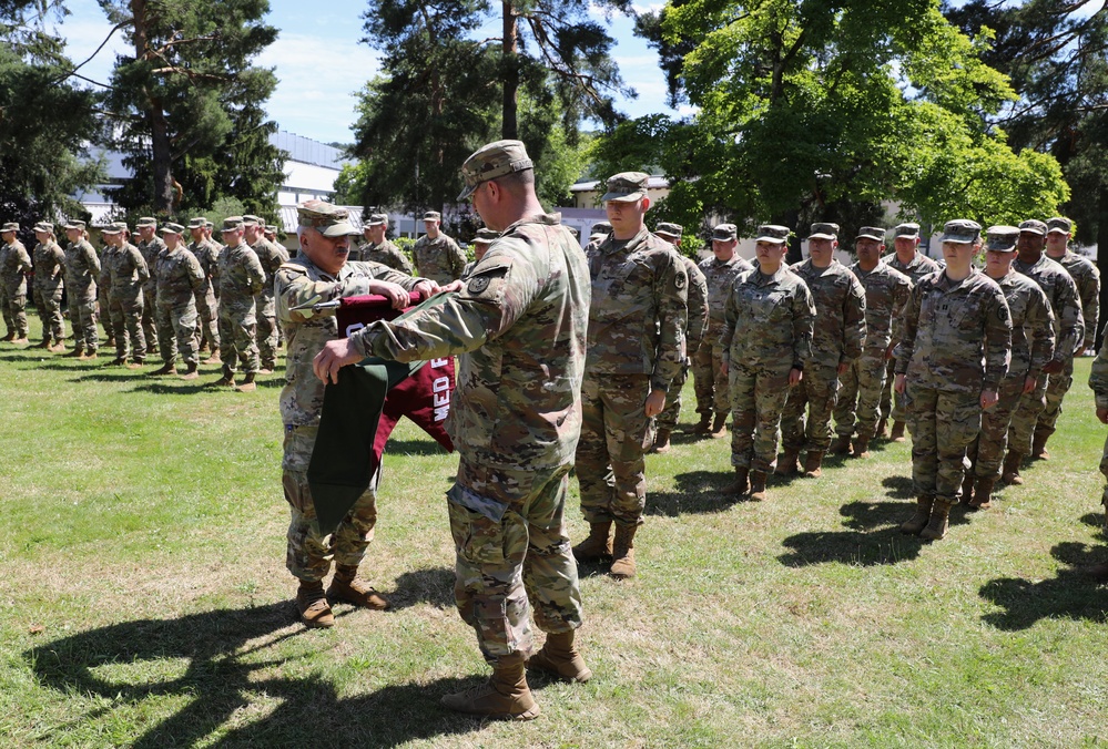 The 7450th Medical Operational Readiness Unit (FWD) Det 64 relinquishes authority of the Deployed Warrior Medical Management Center (DWMMC) at Landstuhl Regional Medical Center (LRMC)