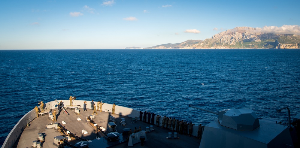 USS New York transits through the Strait of Gibraltar