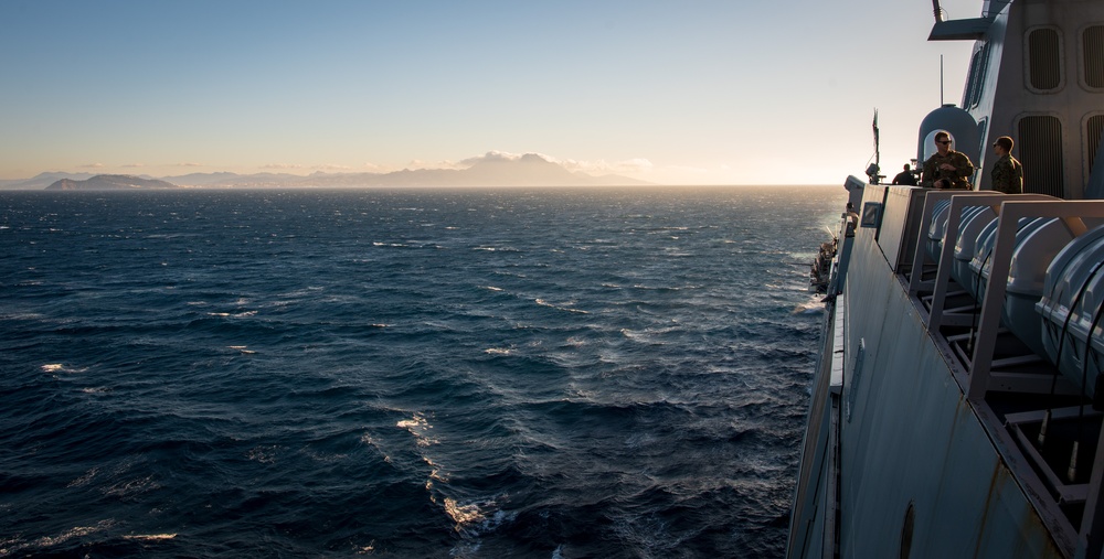 USS New York transits through the Strait of Gibraltar