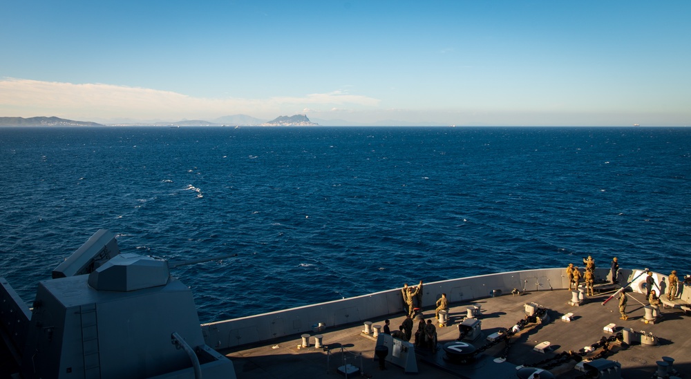 USS New York transits through the Strait of Gibraltar