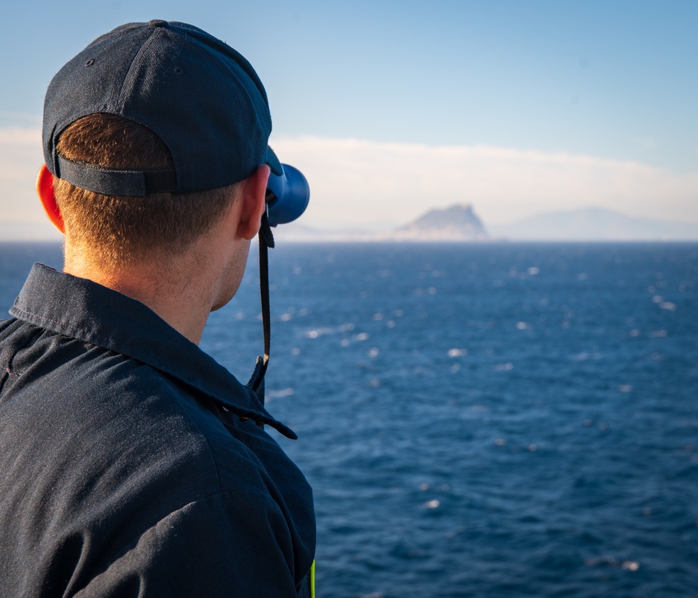 USS New York transits through the Strait of Gibraltar