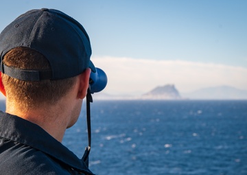 USS New York transits through the Strait of Gibraltar