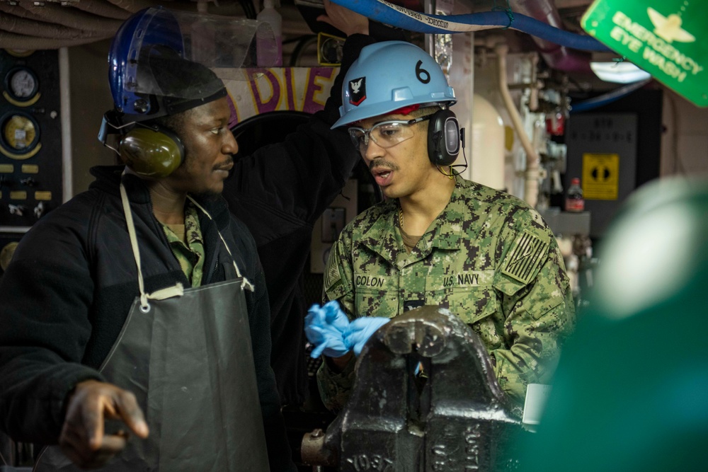Sailors Prepare For Fuel Sample Test