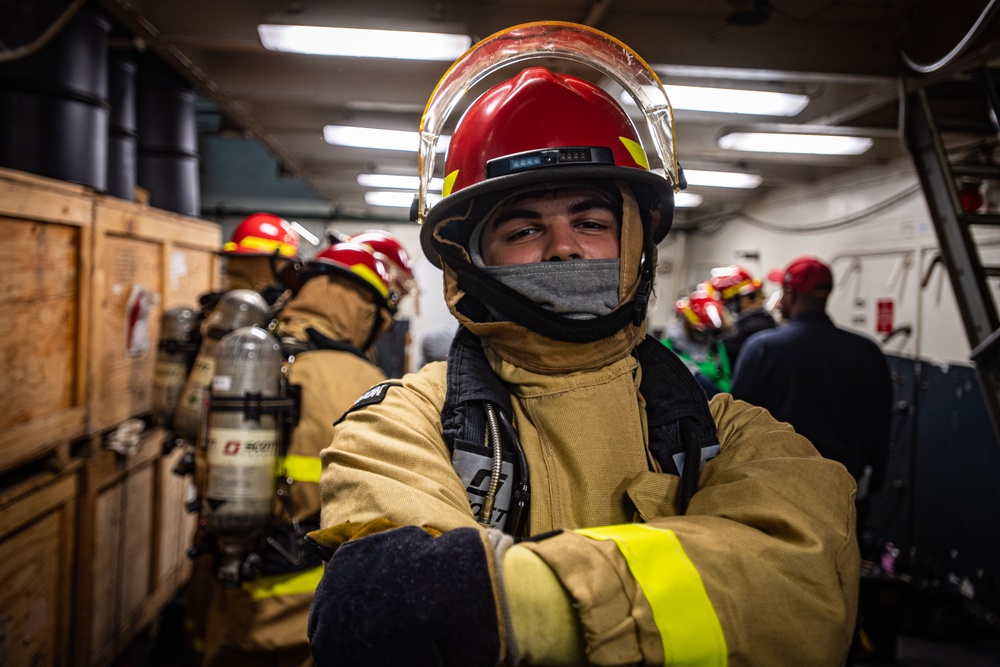 Sailors Participate In A General Quarters Drill