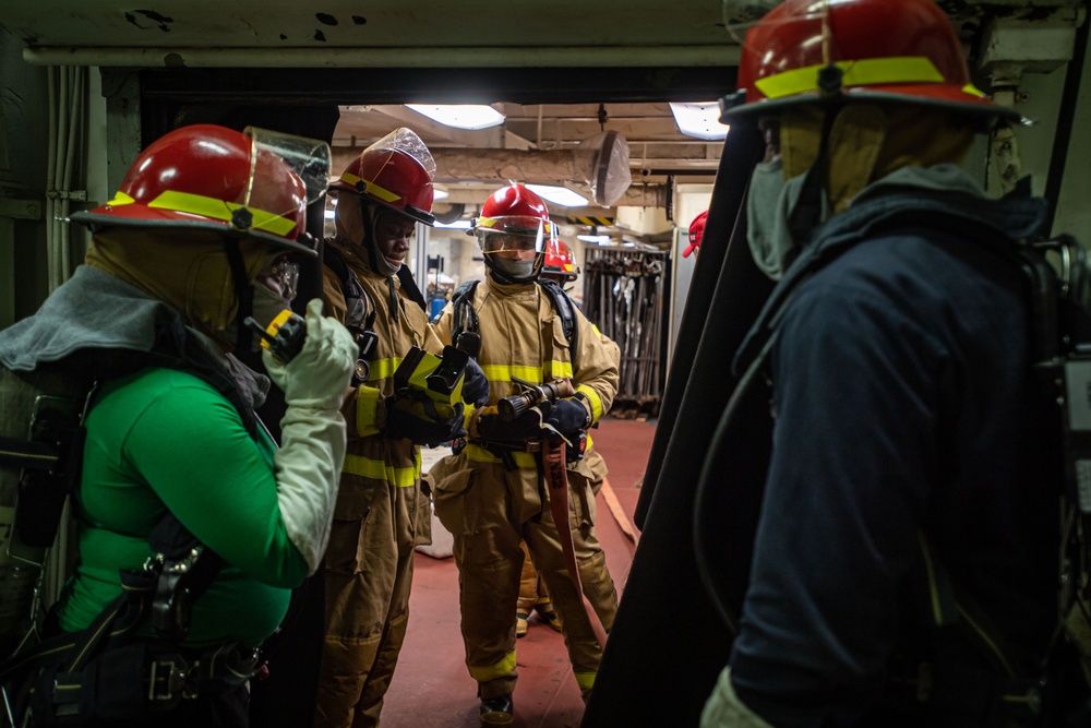 Sailors Participate In A General Quarters Drill