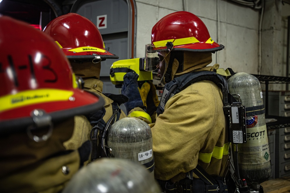 Sailors Participate In A General Quarters Drill