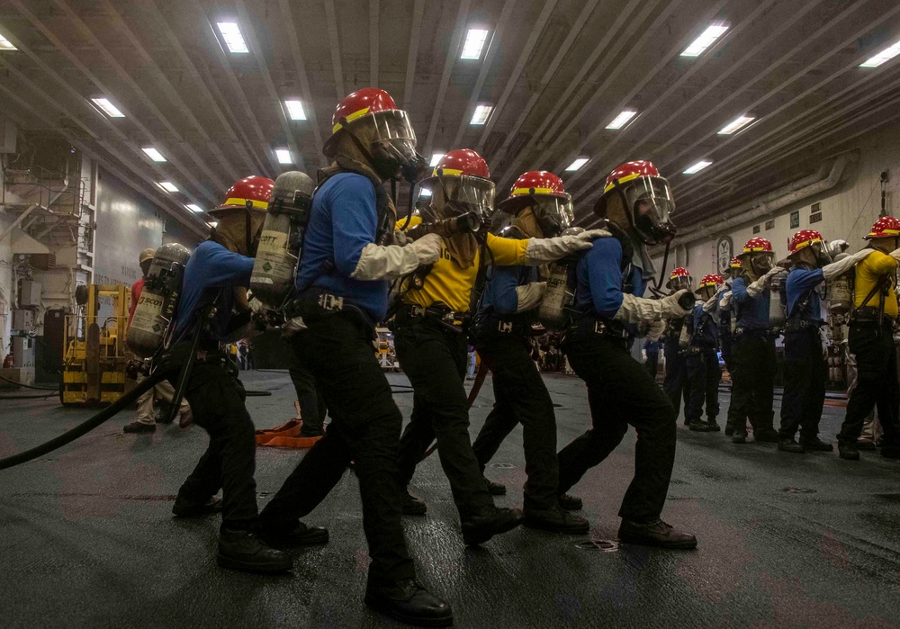 Aviation Firefighting Training aboard USS America (LHA 6)