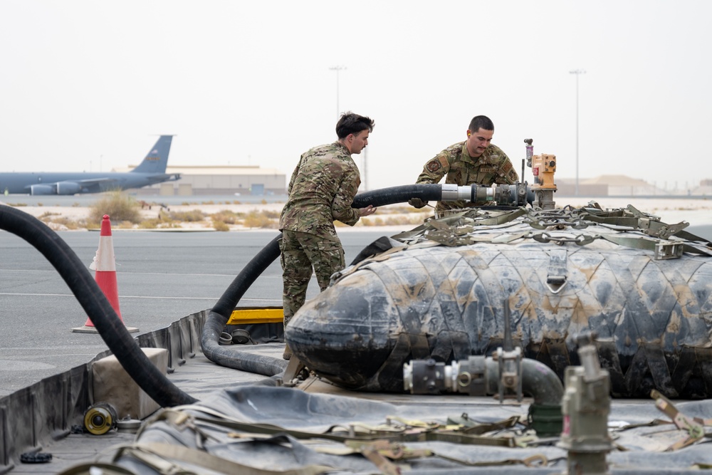 POL Airmen showcase fuel bladder refueling