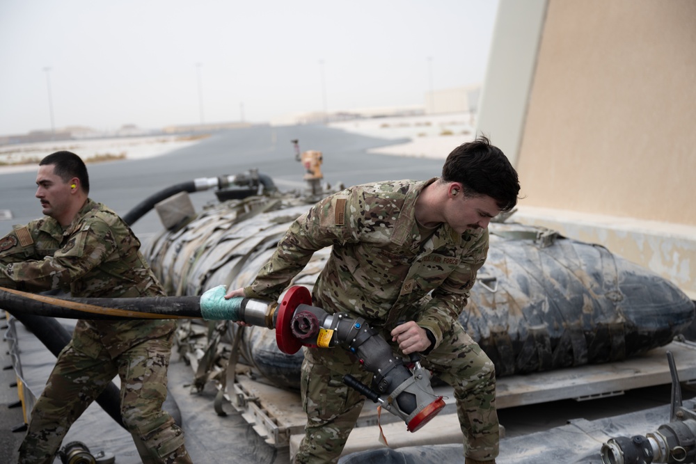 POL Airmen showcase fuel bladder refueling