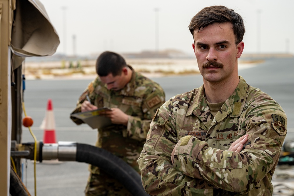 POL Airmen showcase fuel bladder refueling