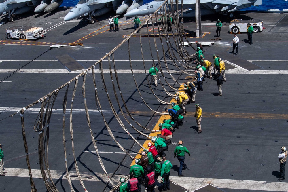 USS Ronald Reagan (CVN 76) conducts training during a general quarters drill