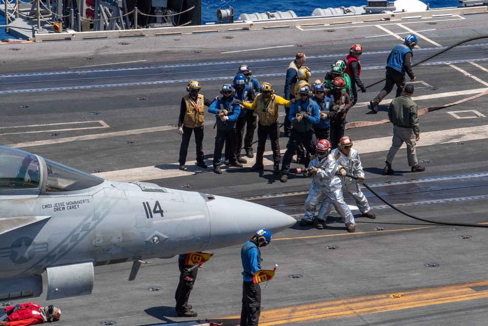 USS Ronald Reagan (CVN 76) conducts training during a general quarters drill