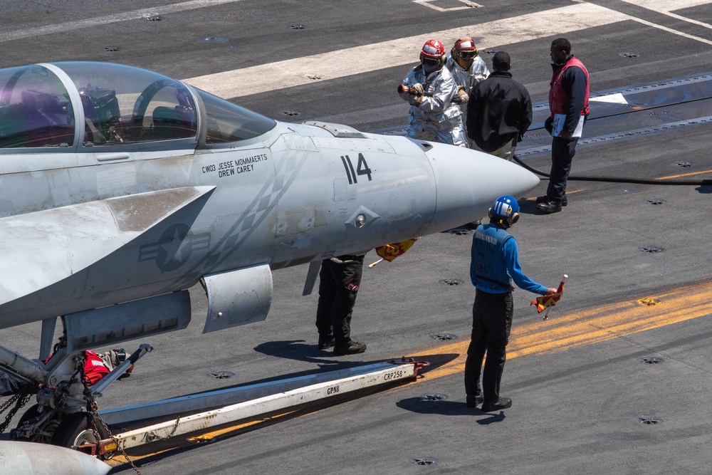 USS Ronald Reagan (CVN 76) conducts training during a general quarters drill