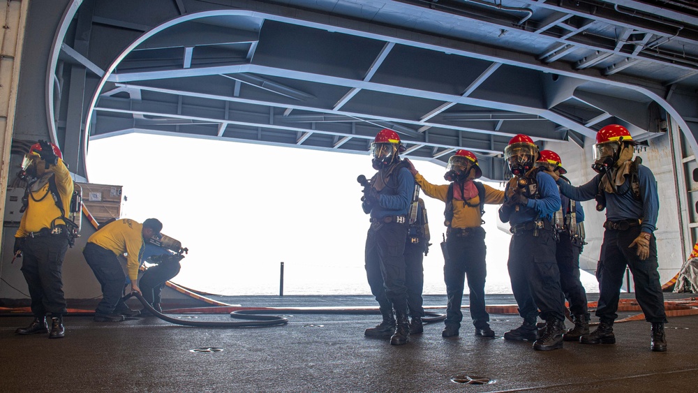 USS Ronald Reagan (CVN 76) conducts a general quarters drill