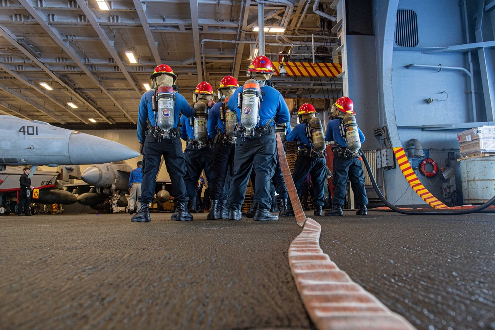 USS Ronald Reagan (CVN 76) conducts a general quarters drill