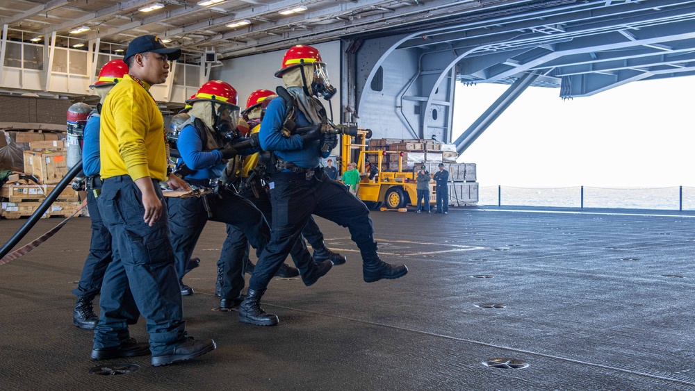 USS Ronald Reagan (CVN 76) conducts a general quarters drill