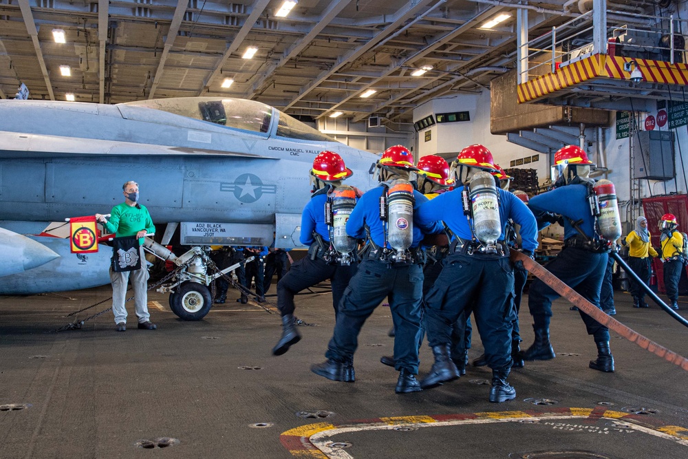 USS Ronald Reagan (CVN 76) conducts a general quarters drill