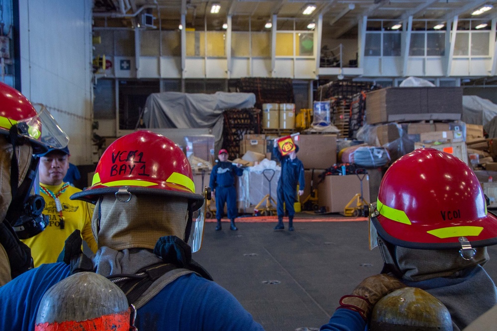 USS Ronald Reagan (CVN 76) conducts a general quarters drill