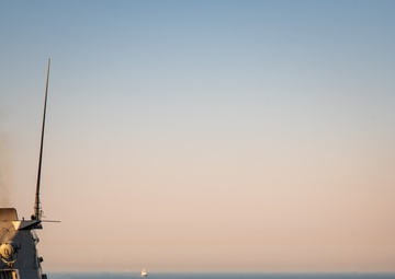USS New York Transits The Strait Of Dover